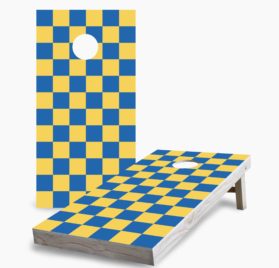 Checkerboard Royal and Yellow scaled - Royal and Yellow Checkered Cornhole Game - - Cornhole Worldwide