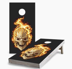 Flaming Skull scaled - Flaming Skull Cornhole Game - - Cornhole Worldwide