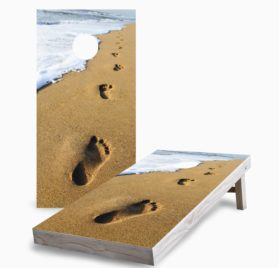 Footprints on the Beach scaled - Footprints on the Beach Cornhole Game - - Cornhole Worldwide