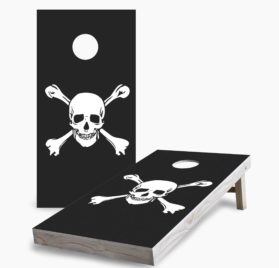Skull and Bones Black scaled - Black Skull and Crossbones Cornhole Game - - Cornhole Worldwide