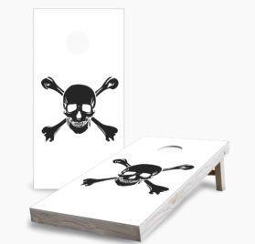 Skull and Bones White scaled - White Skull and Crossbones Cornhole Game - - Cornhole Worldwide