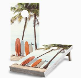 Surf Board Beach scaled - Surf Board Beach Cornhole Game - - Cornhole Worldwide