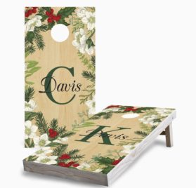 Winter Initials and Name on Wood scaled - Winter Initials and Name Cornhole Game - - Cornhole Worldwide