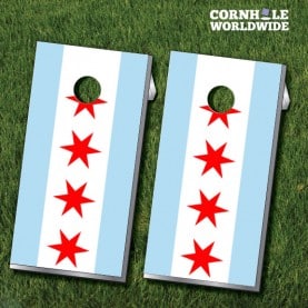 Chicago City Flag Cornhole Boards
