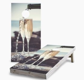 Champagne Pour on the Beach 1 scaled - Champagne Pour on the Beach Cornhole Game - - Cornhole Worldwide