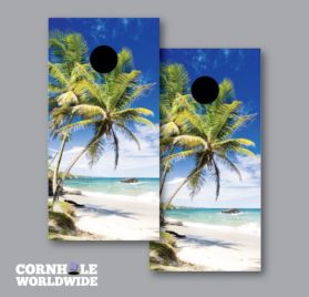 Palm Tree Wraps - Palm Tree Beach Cornhole Wraps - - Cornhole Worldwide