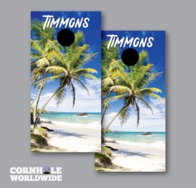 Personalized Palm Tree Wraps - Personalized Palm Tree Beach Cornhole Wraps - - Cornhole Worldwide