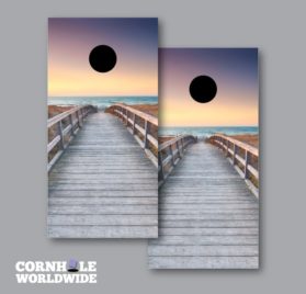 Sunrise Beach Boardwalk Wraps - Sunrise Beach Boardwalk Cornhole Wraps - - Cornhole Worldwide