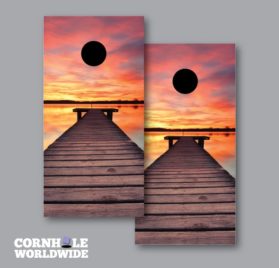 Sunset Beach Boardwalk Wraps - Sunset Beach Boardwalk Cornhole Wraps - - Cornhole Worldwide