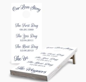 Our Love Story White scaled - Our Love Story Cornhole Game - - Cornhole Worldwide