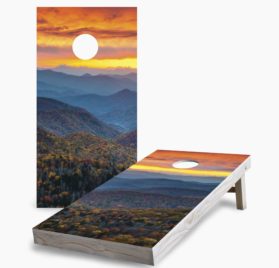 Sunset Autumn Mountains 1 scaled - Sunset Autumn Mountains Cornhole Game - - Cornhole Worldwide