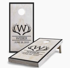 Antler Name and Date scaled - Antler Name and Date Cornhole Game - - Cornhole Worldwide