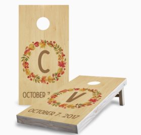 Autumn Initials and Date on Wood scaled - Autumn Initials and Date Cornhole Game - - Cornhole Worldwide