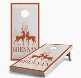 Deers and Name scaled - Personalized Two Deer Cornhole Game - - Cornhole Worldwide