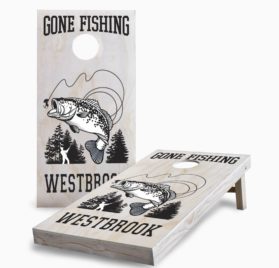 Personalized Bass Gone Fishing scaled - Personalized Bass Gone Fishing Cornhole Game - - Cornhole Worldwide