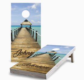 Personalized Boardwalk scaled - Personalized Beach Boardwalk Cornhole Game - - Cornhole Worldwide