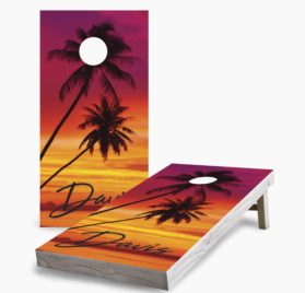 Personalized Palm Tree Sunset scaled - Personalized Sunset Palm Tree Cornhole Game - - Cornhole Worldwide