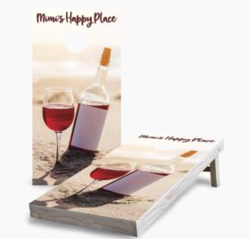 Personalized Red Wine Bottle on the Beach scaled - Personalized Red Wine Bottle on the Beach Cornhole Game - - Cornhole Worldwide