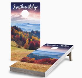 Personalized Sunrise Autumn Mountains scaled - Personalized Sunrise Autumn Mountains Cornhole Game - - Cornhole Worldwide