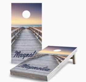 Personalized Sunrise Beach Boardwalk scaled - Personalized Sunrise Beach Boardwalk Cornhole Game - - Cornhole Worldwide