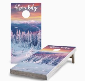 Personalized Sunrise Winter Mountains 1 scaled - Personalized Sunrise Winter Mountains Cornhole Game - - Cornhole Worldwide