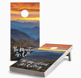 Personalized Sunset Autumn Mountains scaled - Personalized Sunset Autumn Mountains Cornhole Game - - Cornhole Worldwide