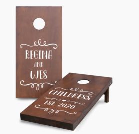 Stained Wedding Names and Date 1 scaled - Stained Wedding Names and Date Cornhole Game - - Cornhole Worldwide