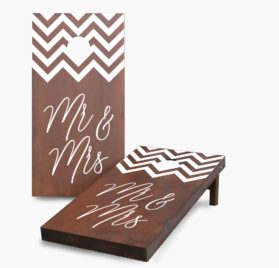 Mr and Mrs Chevron Stained scaled - Stained Chevron Mr and Mrs Cornhole Game - - Cornhole Worldwide