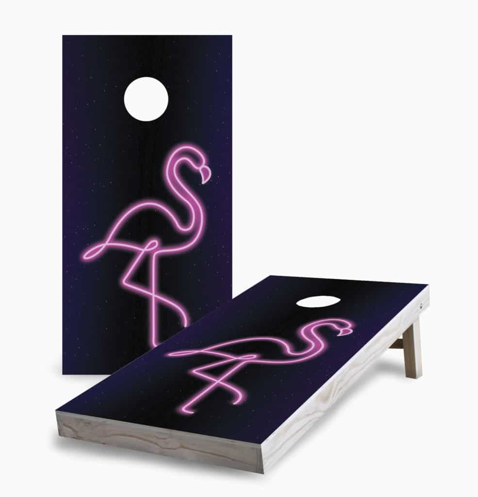 Neon Flamingo Cornhole Game