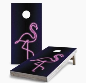 Neon Flamingo scaled - Neon Flamingo Cornhole Game - - Cornhole Worldwide