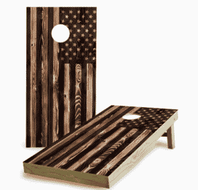 burnt wood american flag cornhole board design unfinished